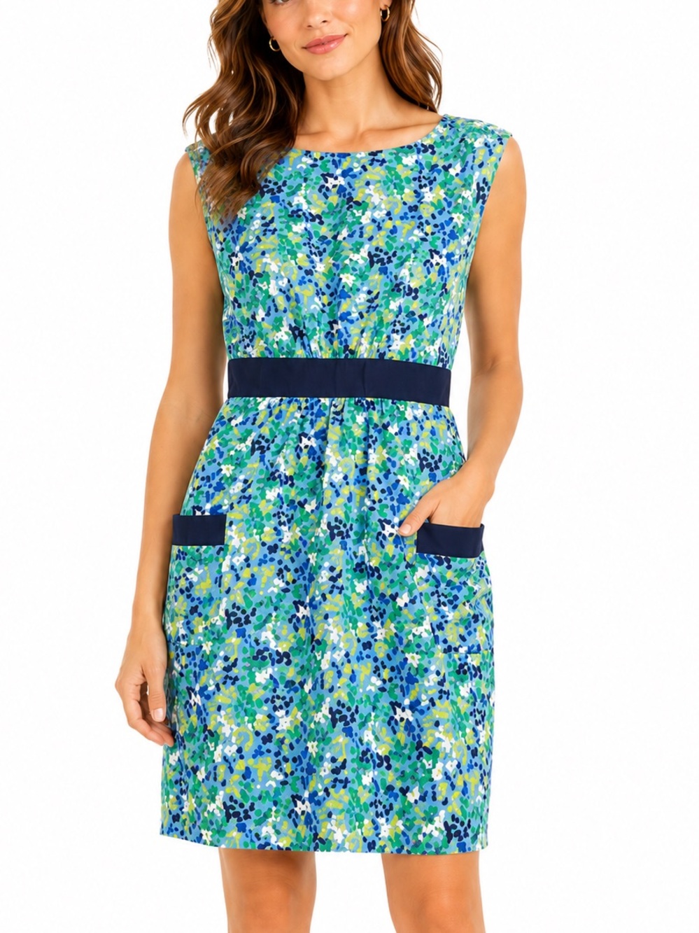 Lilly Pulitzer Silk Floral Dress Blue Green Dot Print Preppy Dressy Kimball Sz 4